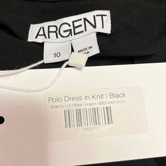 NEW Argent Black Knit Short Sleeve Button Front Polo Maxi Shirt Dress Size 10 - Picture 4 of 5